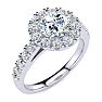 14 Karat White Gold 1 1/2 Carat Classic Round Halo Diamond Engagement Ring Image-2