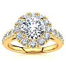 14 Karat Yellow Gold 1 1/2 Carat Classic Round Halo Diamond Engagement Ring Image-1