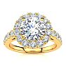 14 Karat Yellow Gold 2 1/4 Carat Classic Round Halo Diamond Engagement Ring Image-1