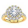 14 Karat Yellow Gold 2 1/4 Carat Classic Round Halo Diamond Engagement Ring Image-1