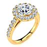 14 Karat Yellow Gold 2 1/4 Carat Classic Round Halo Diamond Engagement Ring Image-2