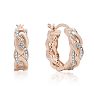 Elegant Diamond Hoop Earrings, Rose Gold Overlay, 3/4 Inch
 Image-1