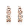Elegant Diamond Hoop Earrings, Rose Gold Overlay, 3/4 Inch
 Image-2
