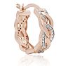 Elegant Diamond Hoop Earrings, Rose Gold Overlay, 3/4 Inch
 Image-3