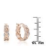 Elegant Diamond Hoop Earrings, Rose Gold Overlay, 3/4 Inch
 Image-5