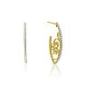 Delicate Diamond Swirl Hoop Earrings, Gold Overlay, 1 Inch

 Image-1