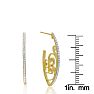 Delicate Diamond Swirl Hoop Earrings, Gold Overlay, 1 Inch

 Image-5