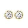 3/4 Carat Bezel Set Diamond Stud Earrings Crafted In 14 Karat Yellow Gold Image-2