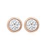 3/4 Carat Bezel Set Diamond Stud Earrings Crafted In 14 Karat Rose Gold
 Image-2