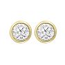 1 Carat Bezel Set Diamond Stud Earrings Crafted In 14 Karat Yellow Gold Image-2