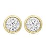 1 1/3 Carat Bezel Set Diamond Stud Earrings Crafted In 14 Karat Yellow Gold Image-2