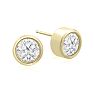 1 1/2 Carat Bezel Set Diamond Stud Earrings Crafted In 14 Karat Yellow Gold Image-1