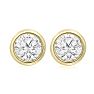 1 1/2 Carat Bezel Set Diamond Stud Earrings Crafted In 14 Karat Yellow Gold Image-2