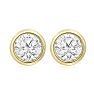 1 1/2 Carat Bezel Set Diamond Stud Earrings Crafted In 14 Karat Yellow Gold Image-2