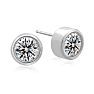 2 Carat Bezel Set Diamond Stud Earrings Crafted In 14 Karat White Gold Image-1