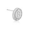 "B" Initial Diamond Stud Earrings In Sterling Silver Image-3