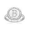 "B" Initial Diamond Pinkie Ring In Sterling Silver
 Image-1