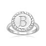 "B" Initial Diamond Pinkie Ring In Sterling Silver
 Image-1