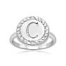 "C" Initial Diamond Pinkie Ring In Sterling Silver
 Image-1