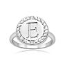 "E" Initial Diamond Pinkie Ring In Sterling Silver
 Image-1