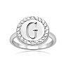 "G" Initial Diamond Pinkie Ring In Sterling Silver Image-1