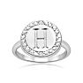 "H" Initial Diamond Pinkie Ring In Sterling Silver Image-1