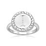 "I" Initial Diamond Pinkie Ring In Sterling Silver Image-1