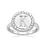"K" Initial Diamond Pinkie Ring In Sterling Silver Image-1