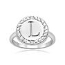 "L" Initial Diamond Pinkie Ring In Sterling Silver Image-1