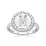 "M" Initial Diamond Pinkie Ring In Sterling Silver
 Image-1