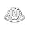 "N" Initial Diamond Pinkie Ring In Sterling Silver
 Image-1