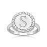 "S" Initial Diamond Pinkie Ring In Sterling Silver
 Image-1