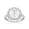 "T" Initial Diamond Pinkie Ring In Sterling Silver
 Image-1