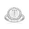 "T" Initial Diamond Pinkie Ring In Sterling Silver
 Image-1
