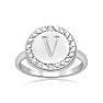 "V" Initial Diamond Pinkie Ring In Sterling Silver
 Image-1