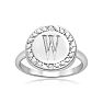 "W" Initial Diamond Pinkie Ring In Sterling Silver
 Image-1