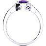 3/4 Carat Oval Shape Amethyst and Halo Diamond Ring In 14K White Gold Image-3