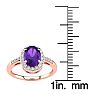 3/4 Carat Oval Shape Amethyst and Halo Diamond Ring In 14K Rose Gold
 Image-5