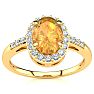 1/2 Carat Oval Shape Citrine and Halo Diamond Ring In 14K Yellow Gold
 Image-1