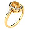 1/2 Carat Oval Shape Citrine and Halo Diamond Ring In 14K Yellow Gold
 Image-2