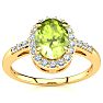 1 Carat Oval Shape Peridot and Halo Diamond Ring In 14K Yellow Gold
 Image-1