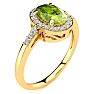 1 Carat Oval Shape Peridot and Halo Diamond Ring In 14K Yellow Gold
 Image-2