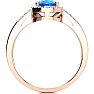 1 Carat Oval Shape Blue Topaz and Halo Diamond Ring In 14K Rose Gold Image-3