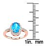 1 Carat Oval Shape Blue Topaz and Halo Diamond Ring In 14K Rose Gold Image-5