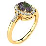 3/4 Carat Oval Shape Mystic Topaz Ring With Diamond Halo In 14 Karat Yellow Gold Image-2