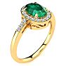 1 Carat Oval Shape Emerald and Halo Diamond Ring In 14K Yellow Gold Image-2
