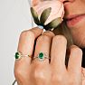 1 Carat Oval Shape Emerald and Halo Diamond Ring In 14K Yellow Gold Image-3