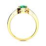 1 Carat Oval Shape Emerald and Halo Diamond Ring In 14K Yellow Gold Image-4