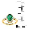 1 Carat Oval Shape Emerald and Halo Diamond Ring In 14K Yellow Gold Image-7