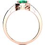 1 Carat Oval Shape Emerald and Halo Diamond Ring In 14K Rose Gold Image-3